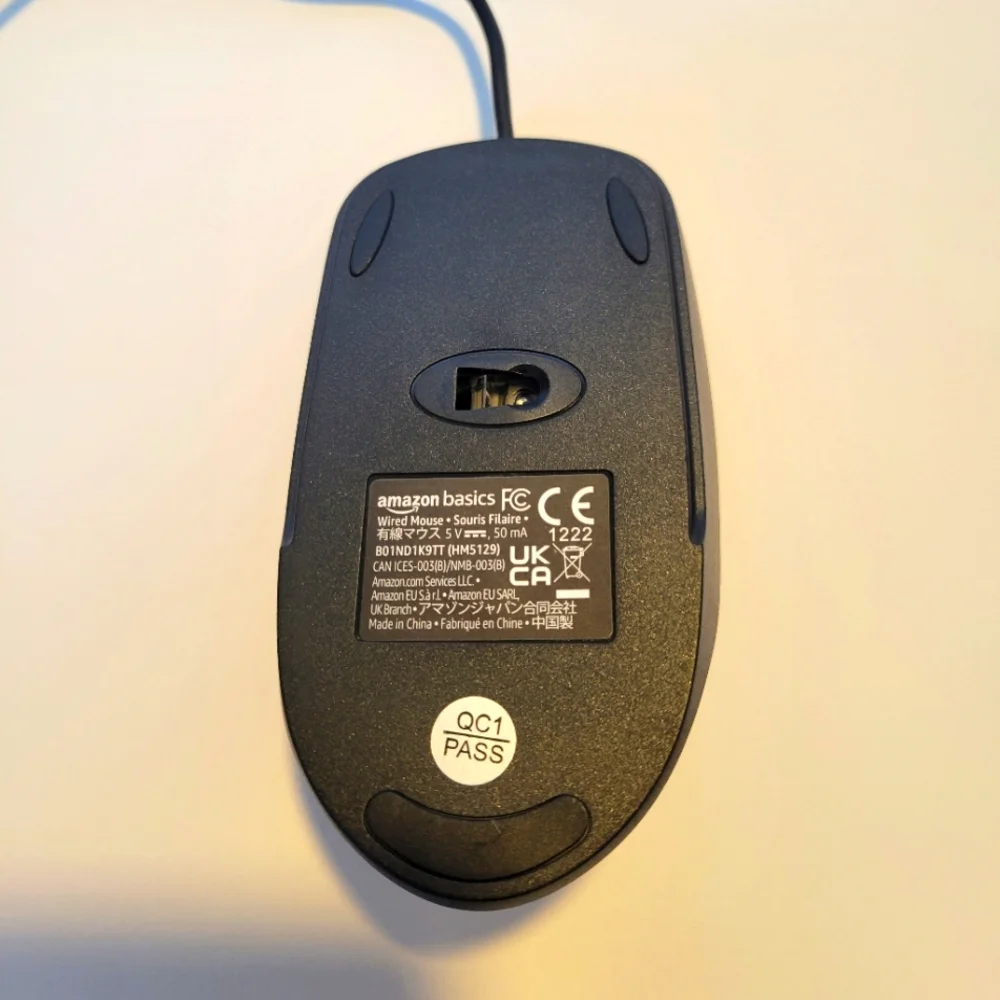 Amazon Basics 3-Button Wired USB Computer Mouse Black PC Desktop Laptop New